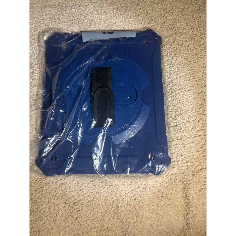 Ipad 16 Blue Rugged Tablet Case with 360 Rotating Hand Strap and Kickstand 12x10